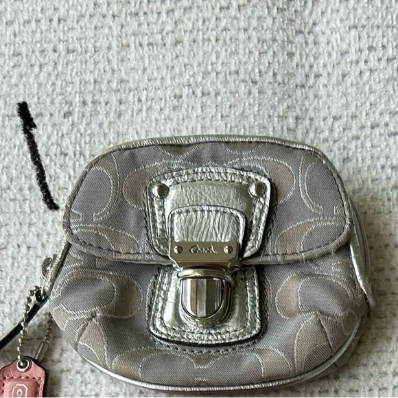 Coach Metallic Silver and Cream Mini Bag - Picture 1 of 5